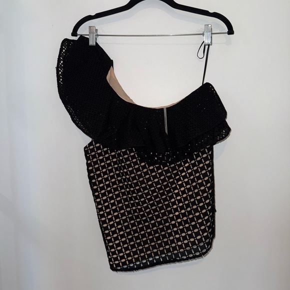 J.Crew NWT Black One Shoulder Ruffle Eyelet Lace Top Size 0 - Picture 5 of 14